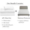 imageCalifornia Design Den 5 Piece Queen Size Sheet Set and Waterproof Mattress Protector Bundle  600 Thread Count 100 Cotton Sateen 4 Piece Sheet Set with 1 Mattress Protector White