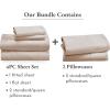 imageCalifornia Design Den 6 Piece Queen Size Sheet Set with 4 Pillowcases  Soft 100 Cotton Sateen Beige