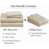 imageCalifornia Design Den 6 Piece Queen Size Sheet Set with 4 Pillowcases 400 Thread Count 100 Cotton Sateen Beige