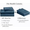 imageCalifornia Design Den 6 Piece Queen Size Sheet Set with 4 Pillowcases 400 Thread Count 100 Cotton Sateen Peacock Blue