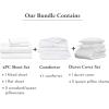 imageCalifornia Design Den 8 Piece Bedding Bundle  Sheet Set 800 Thread Count 100 Cotton Sateen  Down Alternative Comforter  Duvet Cover Set 400 Thread Count 100 Cotton Sateen Queen White