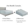 imageCalifornia Design Den Bedding Bundle  Queen Fitted Sheet with 2 Pillowcases 600 Thread Count 100 Cotton Sateen Blue