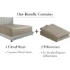 imageCalifornia Design Den Bedding Bundle  Queen Fitted Sheet with 2 Pillowcases 600 Thread Count 100 Cotton Sateen Taupe