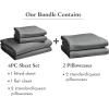 imageCalifornia Design Den Bedding Bundle  Queen Sheet Set with 4 Pillowcases 100 Egyptian Cotton Sateen Grey