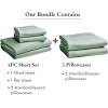 imageCalifornia Design Den Bedding Bundle  Queen Sheet Set with 4 Pillowcases 100 Egyptian Cotton Sateen Sage Green