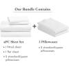 imageCalifornia Design Den Bedding Bundle  Queen Sheet Set with 4 Pillowcases 500 Thread Count 100 Cotton Sateen White