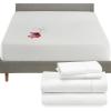imageCalifornia Design Den 5 Piece Queen Size Sheet Set Antique White and Waterproof Mattress Protector White Bundle  400 Thread Count 100 Cotton Sateen 4 Piece Sheet Set with 1 Mattress Protector