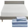 imageCalifornia Design Den 5 Piece Queen Size Sheet Set Blue Hydrangea and Waterproof Mattress Protector White Bundle  Soft 100 Cotton Sateen 4 Piece Sheet Set with 1 Mattress Protector
