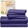 imageCalifornia Design Den 6 Piece Queen Size Sheet Set with 4 Pillowcases 400 Thread Count 100 Cotton Sateen Purple