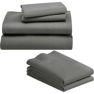 image6 Piece Queen Size Sheet Set with 4 Pillowcases  1000 Thread Count 100 Cotton Sateen Grey