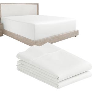imageCalifornia Design Den 3Piece Bundle  Fitted Sheet with 2 Pillowcases 400 Thread Count 100 Cotton Sateen Deep Pockets Queen Size Ivory