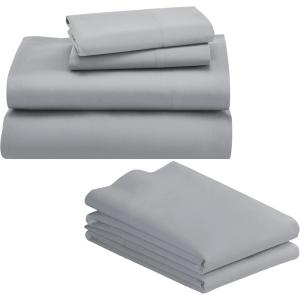 imageCalifornia Design Den 6 Piece Queen Size Sheet Set with 4 Pillowcases  1000 Thread Count 100 Cotton Sateen Light Grey