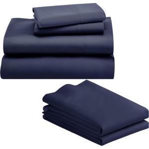 imageCalifornia Design Den 6 Piece Queen Size Sheet Set with 4 Pillowcases  1000 Thread Count 100 Cotton Sateen Navy Blue
