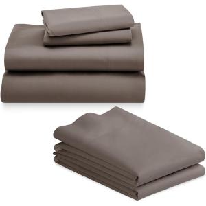 imageCalifornia Design Den 6 Piece Queen Size Sheet Set with 4 Pillowcases 600 Thread Count 100 Cotton Sateen Brown