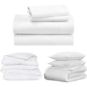 imageCalifornia Design Den 8 Piece Bedding Bundle  Sheet Set 800 Thread Count 100 Cotton Sateen  Down Alternative Comforter  Duvet Cover Set 400 Thread Count 100 Cotton Sateen Queen White