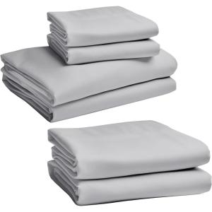 imageCalifornia Design Den Bedding Bundle  Queen Sheet Set with 4 Pillowcases 100 Egyptian Cotton Sateen Light Grey