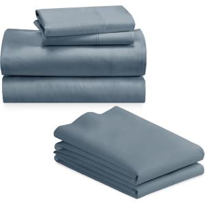 imageCalifornia Design Den Bedding Bundle  Queen Sheet Set with 4 Pillowcases 800 Thread Count 100 Cotton Sateen Blue