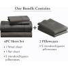image6 Piece Queen Size Sheet Set with 4 Pillowcases 400 Thread Count 100 Cotton Sateen Grey