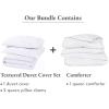 imageCalifornia Design Den 4 Piece Bedding Bundle  3 Piece Textured Duvet Cover Set 400 Thread Count 100 Cotton Sateen  1 Down Alternative Comforter Queen White