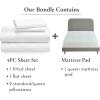 imageCalifornia Design Den 5 Piece Bedding Bundle  4 Piece Sheet Set 100 Cotton Sateen with 1 Mattress Pad Queen White