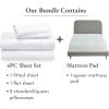 imageCalifornia Design Den 5 Piece Bedding Bundle  4 Piece Sheet Set 400 Thread Count 100 Cotton Sateen with 1 Mattress Pad Queen White