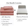 imageCalifornia Design Den 5 Piece Queen Size Sheet Set Bright Salmon and Waterproof Mattress Protector White Bundle  400 Thread Count 100 Cotton Sateen 4 Piece Sheet Set with 1 Mattress Protector