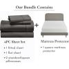 imageCalifornia Design Den 5 Piece Queen Size Sheet Set Grey and Waterproof Mattress Protector White Bundle  400 Thread Count 100 Cotton Sateen 4 Piece Sheet Set with 1 Mattress Protector