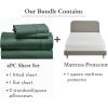 imageCalifornia Design Den 5 Piece Queen Size Sheet Set Hunter Green and Waterproof Mattress Protector White Bundle  400 Thread Count 100 Cotton Sateen 4 Piece Sheet Set with 1 Mattress Protector