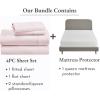 imageCalifornia Design Den 5 Piece Queen Size Sheet Set Pink and Waterproof Mattress Protector White Bundle  400 Thread Count 100 Cotton Sateen 4 Piece Sheet Set with 1 Mattress Protector