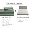 imageCalifornia Design Den 5 Piece Queen Size Sheet Set Sage Green and Waterproof Mattress Protector White Bundle  Soft 100 Cotton Sateen 4 Piece Sheet Set with 1 Mattress Protector