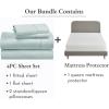 imageCalifornia Design Den 5 Piece Queen Size Sheet Set Seafoam and Waterproof Mattress Protector White Bundle  400 Thread Count 100 Cotton Sateen 4 Piece Sheet Set with 1 Mattress Protector