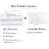 imageCalifornia Design Den 6 Piece Bedding Bundle 4 Piece Sheet Set 400 Thread Count 100 Cotton Sateen with 2 Pack Bed Pillows Queen White