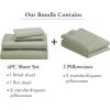 imageCalifornia Design Den 6 Piece Queen Size Sheet Set with 4 Pillowcases  1000 Thread Count 100 Cotton Sateen Sage Green