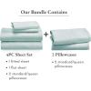 imageCalifornia Design Den 6 Piece Queen Size Sheet Set with 4 Pillowcases  Soft 100 Cotton Sateen Seafoam