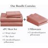 imageCalifornia Design Den 6 Piece Queen Size Sheet Set with 4 Pillowcases 400 Thread Count 100 Cotton Sateen Bright Salmon