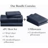 imageCalifornia Design Den 6 Piece Queen Size Sheet Set with 4 Pillowcases 400 Thread Count 100 Cotton Sateen Indigo Dusty Blue