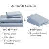 imageCalifornia Design Den 6 Piece Queen Size Sheet Set with 4 Pillowcases 600 Thread Count 100 Cotton Sateen Blue
