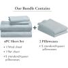 imageCalifornia Design Den 6 Piece Queen Size Sheet Set with 4 Pillowcases 600 Thread Count 100 Cotton Sateen Seafoam