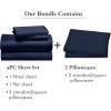 imageCalifornia Design Den 6 Piece Queen Size Sheet Set with 4 Pillowcases Rayon from Bamboo Sateen Navy Blue