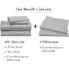 imageCalifornia Design Den Bedding Bundle  Queen Sheet Set with 4 Pillowcases 100 Organic Cotton Percale Light Grey