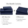 imageCalifornia Design Den Bedding Bundle  Queen Sheet Set with 4 Pillowcases 100 Organic Cotton Percale Navy