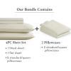 imageCalifornia Design Den Bedding Bundle  Queen Striped Sheet Set with 4 Pillowcases 500 Thread Count 100 Cotton Sateen Ivory Striped