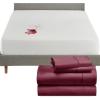 imageCalifornia Design Den 5 Piece Queen Size Sheet Set Burgundy Red and Waterproof Mattress Protector White Bundle  400 Thread Count 100 Cotton Sateen 4 Piece Sheet Set with 1 Mattress Protector