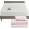 imageCalifornia Design Den 5 Piece Queen Size Sheet Set Pink and Waterproof Mattress Protector White Bundle  400 Thread Count 100 Cotton Sateen 4 Piece Sheet Set with 1 Mattress Protector