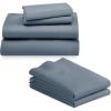imageCalifornia Design Den 6 Piece Queen Size Sheet Set with 4 Pillowcases 600 Thread Count 100 Cotton Sateen Pastel Blue