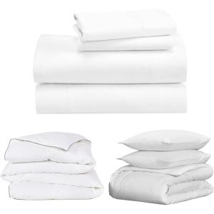 image8Piece Queen Size Bedding Bundle  Luxury 1000 Thread Count 100 Cotton Sheet Set and 400 Thread Count Duvet Cover Set with AllSeason Down Alt Comforter White