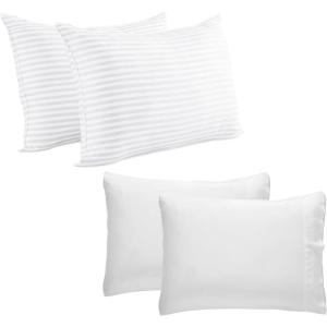 imageCalifornia Design Den 2 Bed Pillows with 2 Luxury Pillowcases Bundle  Soft ampamp Cooling Bamboo from Rayon Queen White