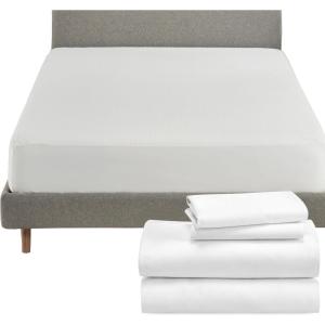 imageCalifornia Design Den 5 Piece Queen Size Sheet Set and Waterproof Mattress Protector Bundle  Soft 100 Cotton Sateen 4 Piece Sheet Set with 1 Mattress Protector White