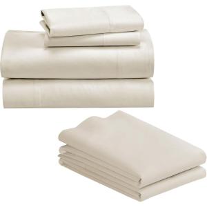 imageCalifornia Design Den 6 Piece Queen Size Sheet Set with 4 Pillowcases  1000 Thread Count 100 Cotton Sateen Beige
