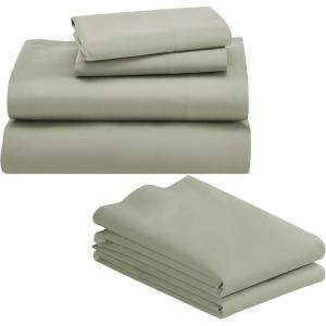 imageCalifornia Design Den 6 Piece Queen Size Sheet Set with 4 Pillowcases  1000 Thread Count 100 Cotton Sateen Sage Green